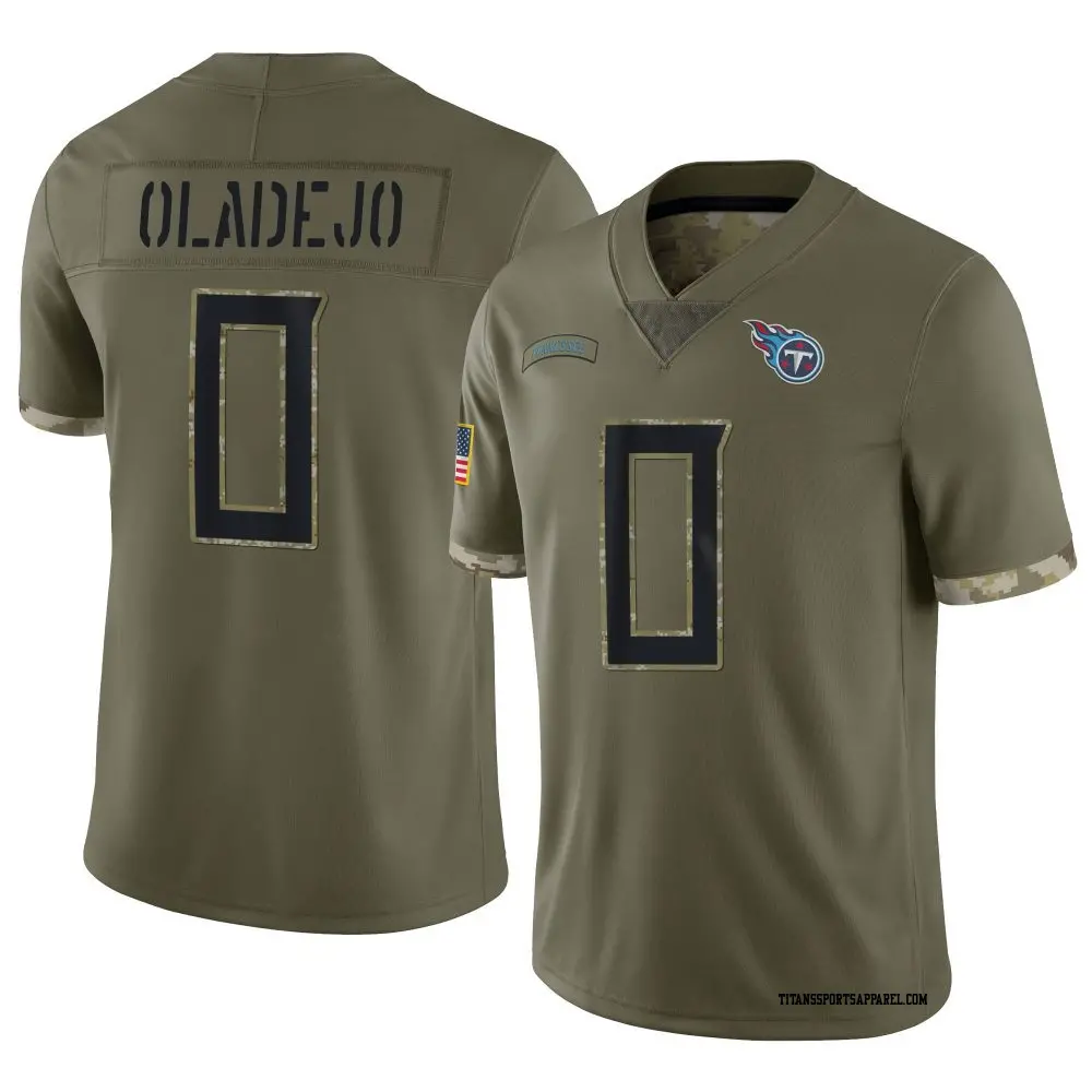 Limited Olive Youth Oluwafemi Oladejo Tennessee Titans 2022 Salute To Service Jersey